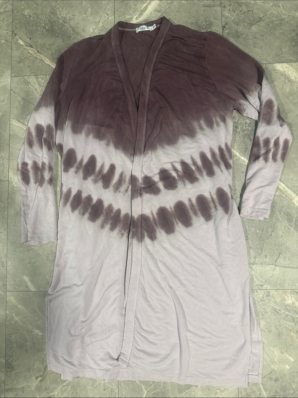 Reitmans Women's Tie-Dye Open Cardigan - Brown & Light Gray
